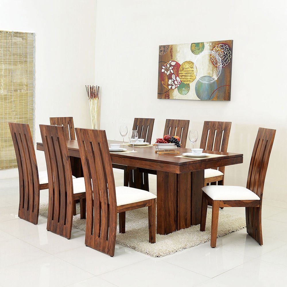 Onam Rose Wood Dining Table Set for Living Room with 8 Chair